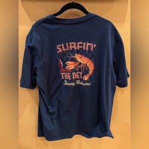 Tommy Bahama Men Navy Blue Graphic Short Sleeve T-Shirt “Surfin The Net” Medium